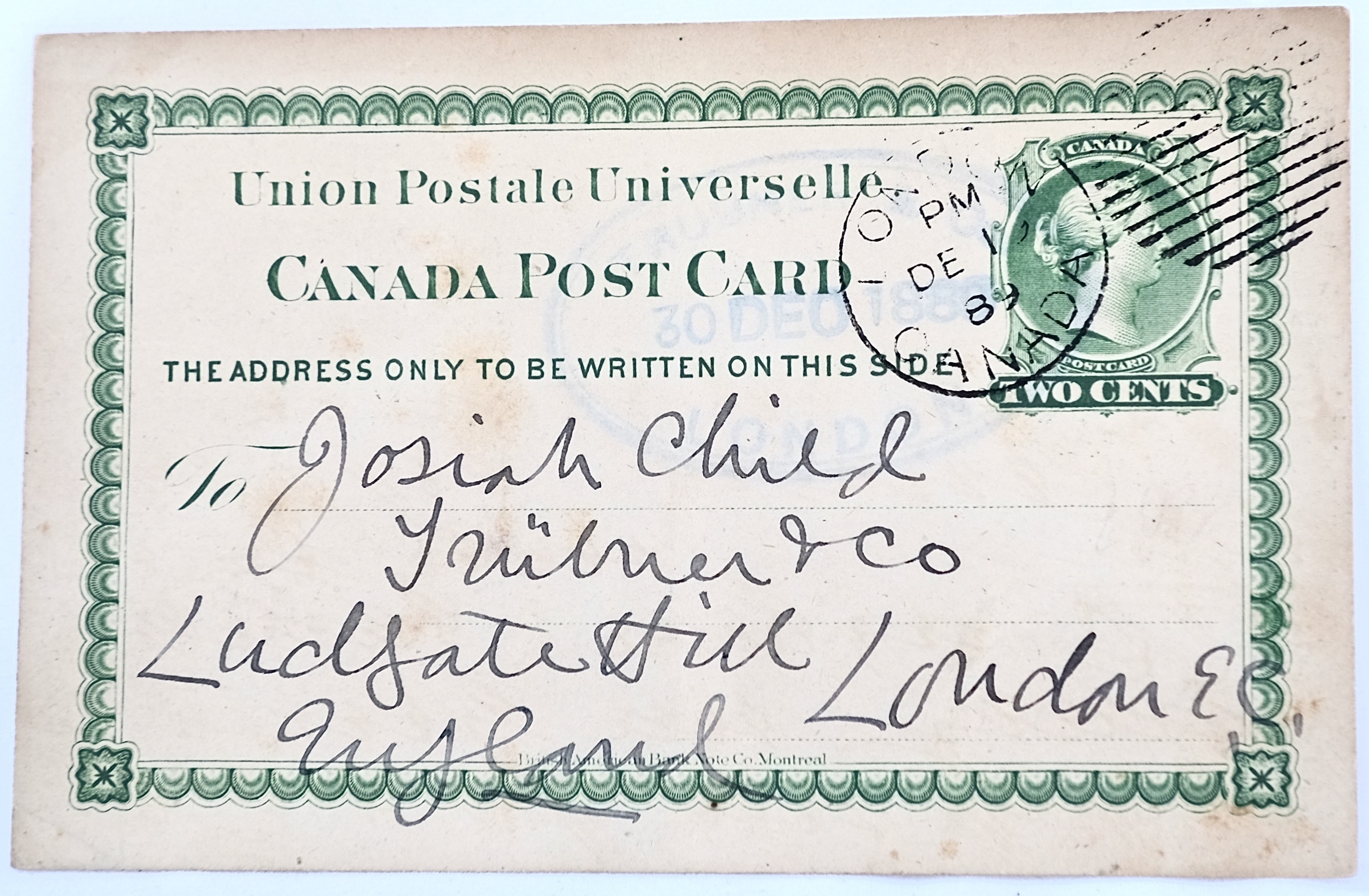 Union Postale Universelle front