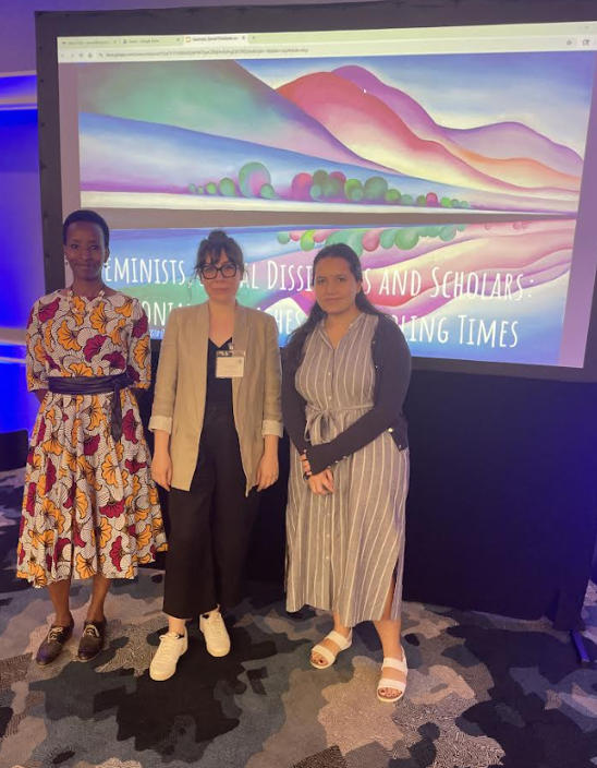 Left to right: PFV's Amanda Nkeramihigo, Özge Savaş, Carla González Paul, at the SPSSI conference in Portland. OR, June, 2025.