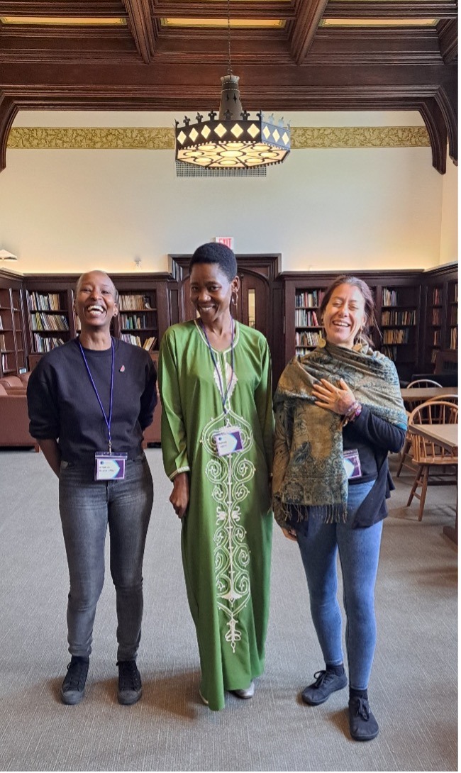 From left to right: Amanda Nkeramihigo, Puleng Segalo, Desiree Salis. Meeting of the Society for Qualitative Inquiry in Psychology, Boston, MA, 2024. Photo courtesy of Psychology's Feminist Voices.
